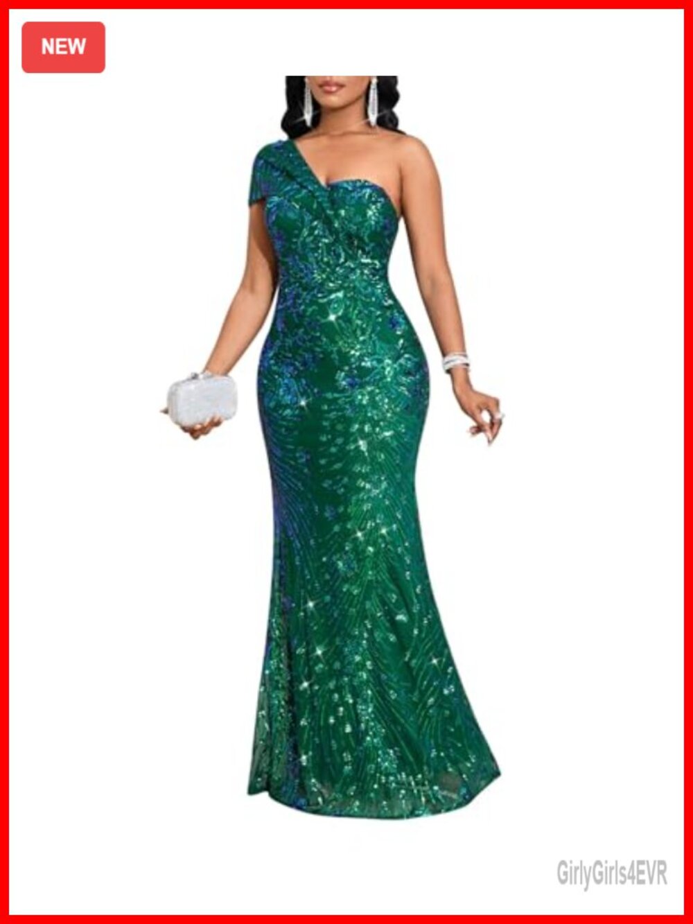 Sequin One Shoulder Mermaid Formal Maxi Dress Evening Gown